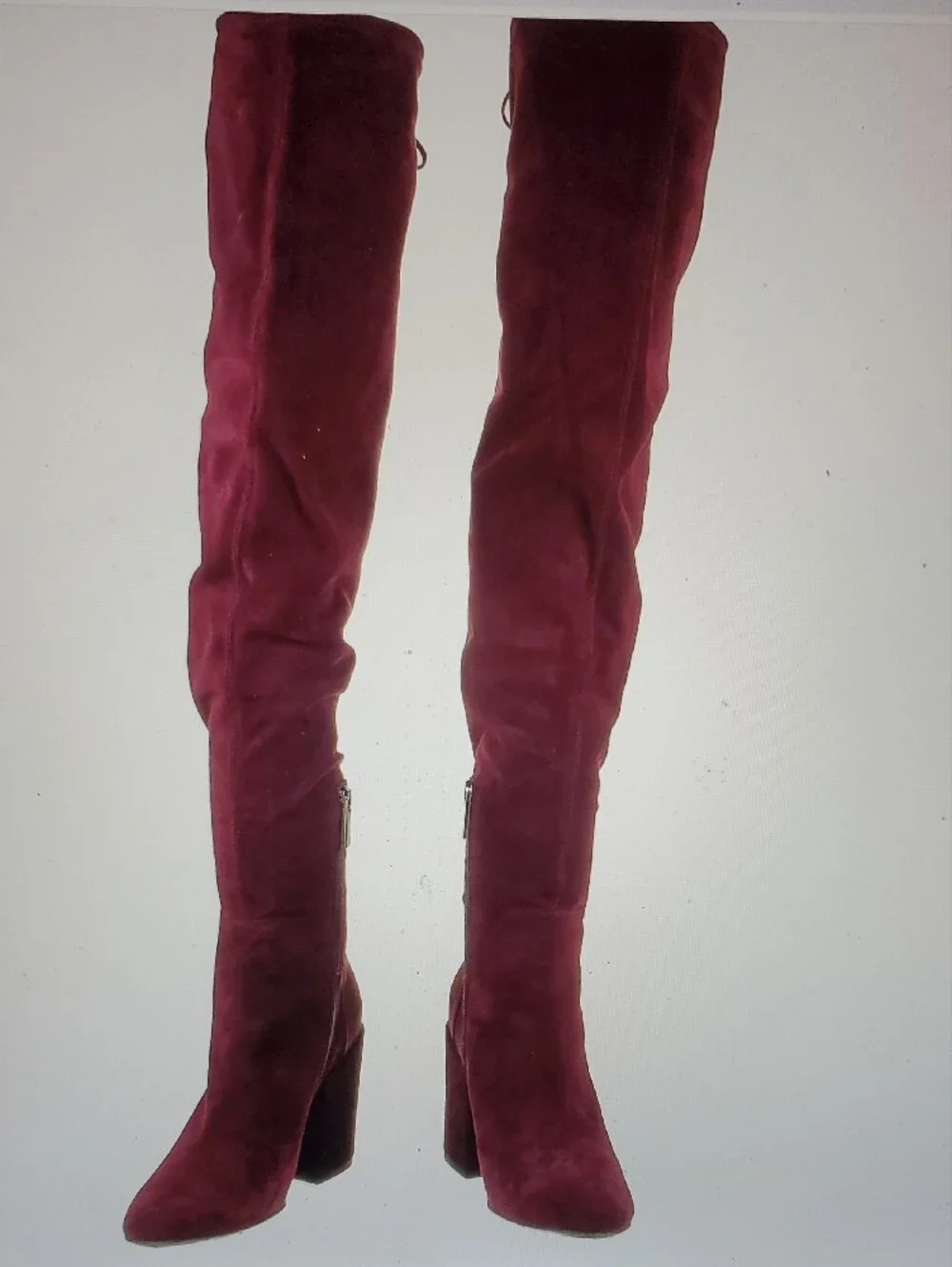 Aquatalia Burgundy Over-the-Knee Block Heel Boots; Size US 8,5